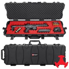 Eylar 39” Intact Series Rolling Hard Rifle Case with RAGAR Reconfigurable & Reusable Red/Black XP Crosslinked Foam Insert, Waterproof, Shockproof, Meets TSA Requirements (1 Red/Black RAGAR Layer)