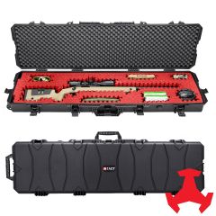 Eylar 54” Intact Series Rolling Hard Rifle Case with RAGAR Reconfigurable & Reusable Red/Black XP Crosslinked Foam Insert, Waterproof, Shockproof, Meets TSA Requirements (1 Red/Black RAGAR Layer)