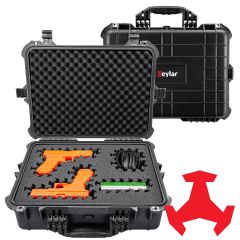Eylar 20" Large Hard Gun Case Equipped With Ragar Reconfigurable & Reusable XP Crosslinked Foam Insert, Waterproof, Shockproof For Pistols and Handgun Accessories (2 Ragar Layers)