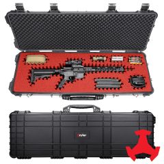 Eylar 44" Hard Rifle Case Equipped With Ragar Reconfigurable & Reusable Red/Black XP Crosslinked Foam Insert, Waterproof, Shockproof, Meets TSA Requirements ( 1 Red/Black Ragar Layer )