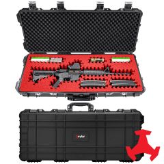 Eylar 38" Hard Rifle Case Equipped With Ragar Reconfigurable & Reusable Red/Black XP Crosslinked Foam Insert, Waterproof, Shockproof, Meets TSA Requirements  ( 1 Red/Black Ragar Layer )