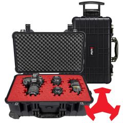 Eylar 22" Carry-On Roller Hard Case Equipped With Ragar Reconfigurable & Reusable Red/Black XP Crosslinked Foam Insert, Waterproof, Shockproof For Equipment, Drones And Cameras, TSA Standard (2 Red/Black Ragar Layers)